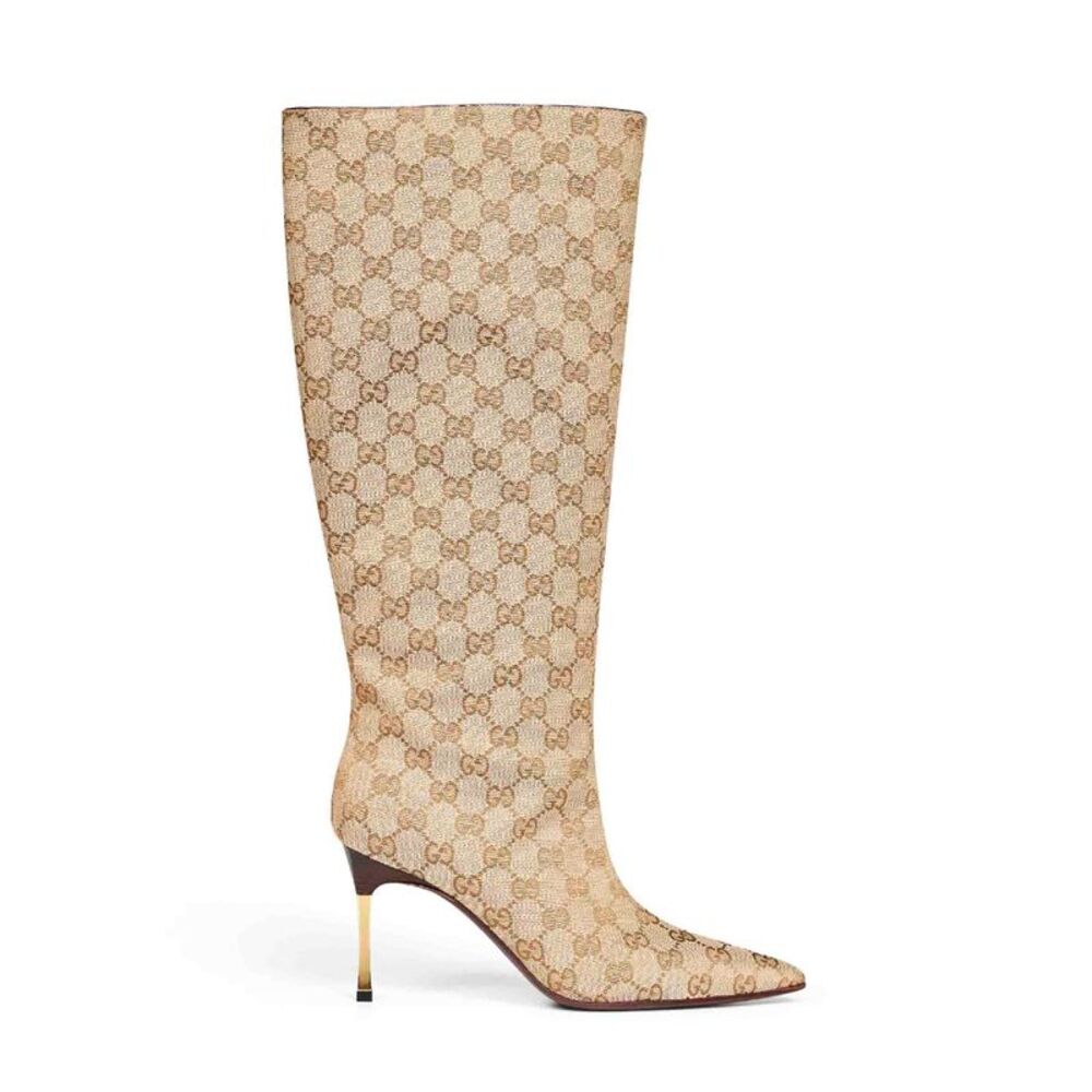 Gucci Women Beige Gg Canvas Bombshell Boots
